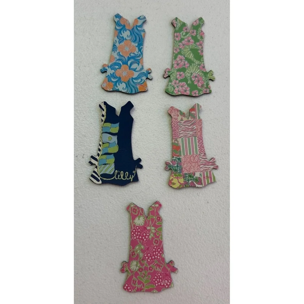 Lilly Pulitzer Set of 5 Shift Dress Magnets Die Cut 2x3 Fridge Decor Colorful